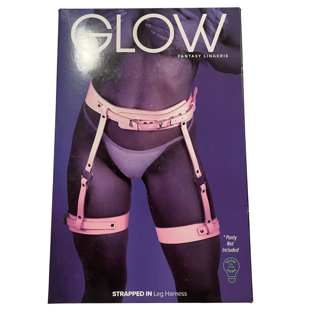 Fantasy Lingerie GLOW Strapped in Leg Harness Pink ONE SIZE Glow in the Dark